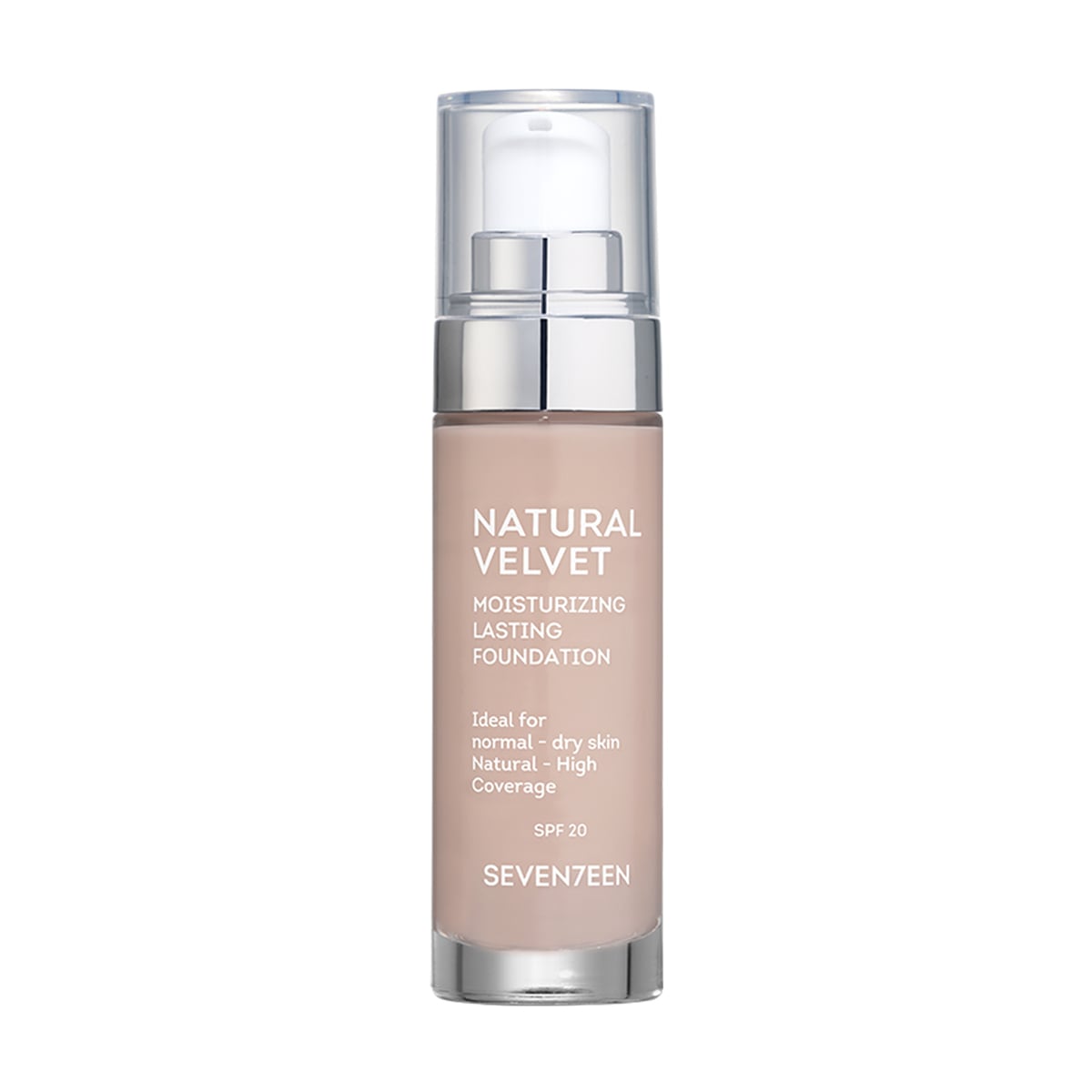 Стійкий тональний крем Seventeen Natural Velvet Long Lasting Matte Foundation SPF 20, 04 True Beige, 30 мл