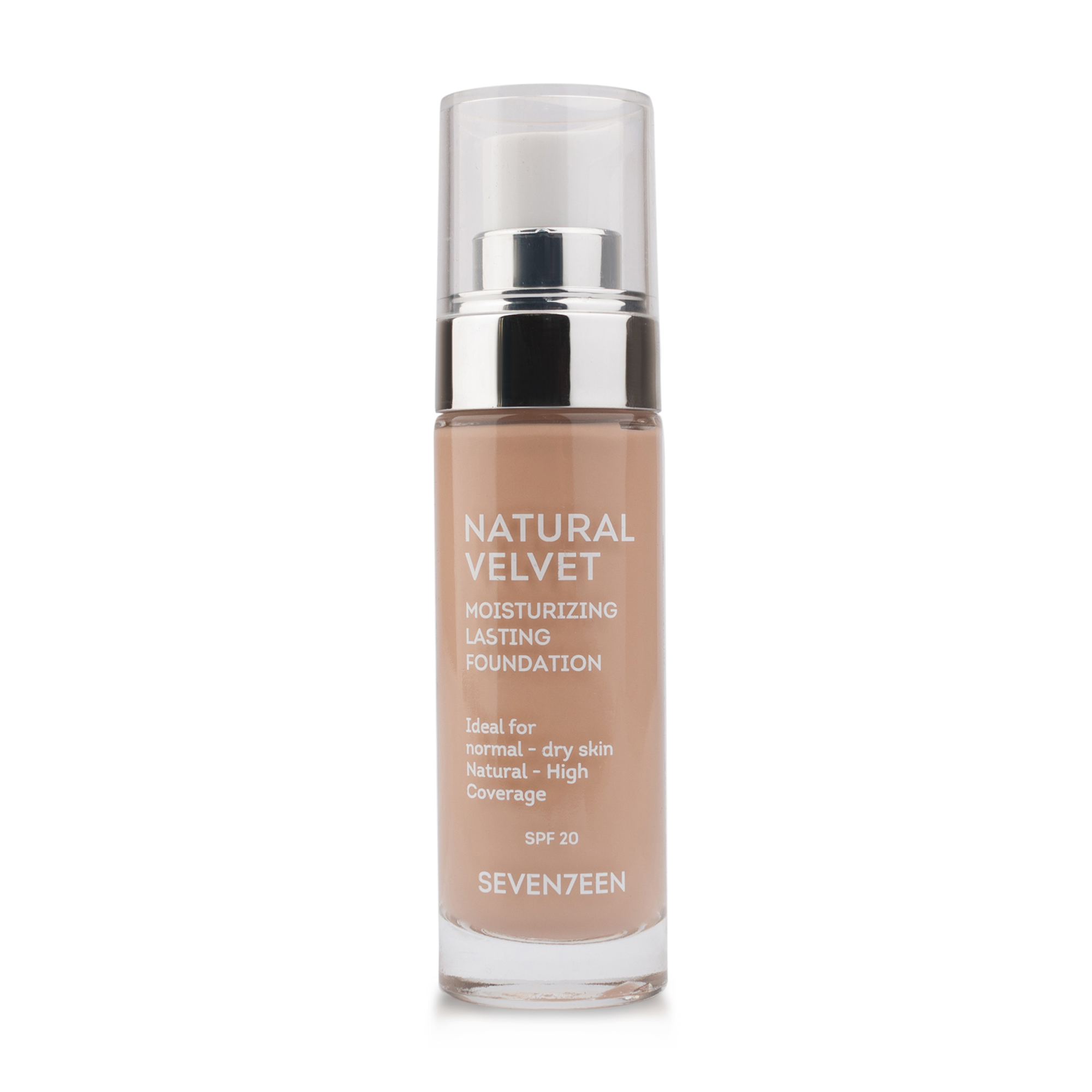 Стійкий тональний крем Seventeen Natural Velvet Long Lasting Matte Foundation SPF 20, 07 Latte, 30 мл